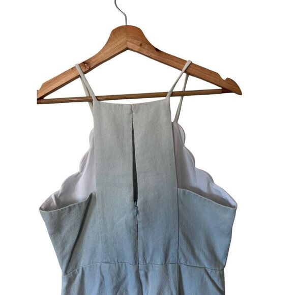 BCBGeneration Light Wash Denim Jumpsuit Scalloped Camisole Sleeveless Size 6 - Picture 9 of 13